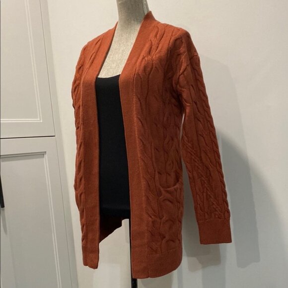 WILFRED Aritzia Cable Knit Open Front orange small - Picture 10 of 15